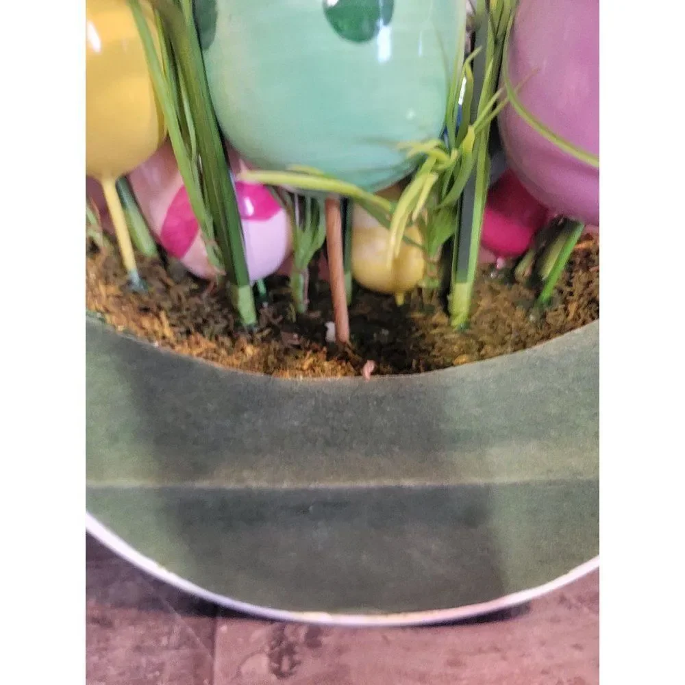 White easter‎ bunny egg grass sign decor spring bow